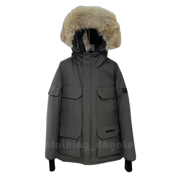 

Mens Puffer jacket Winter Down Parka Thick Hooded Body Warm Outdoor Coat Zipper Real Wolf Fur Homme Parka Outdoor Windbreaker warm Outerwear Doudoune Size XS-XXL, Gray 3