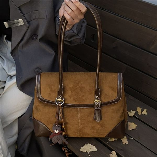 Versatile Commuting Bag Vintage Briefcase Shoulder Bag Underarm Tote Bag