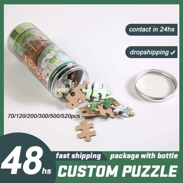 Photo Custom Wooden Personalized Jigsaw Tube Puzzle Picture DIY Kids Toy Decoration Collectiable Gift Present Christmas Bottle X251211