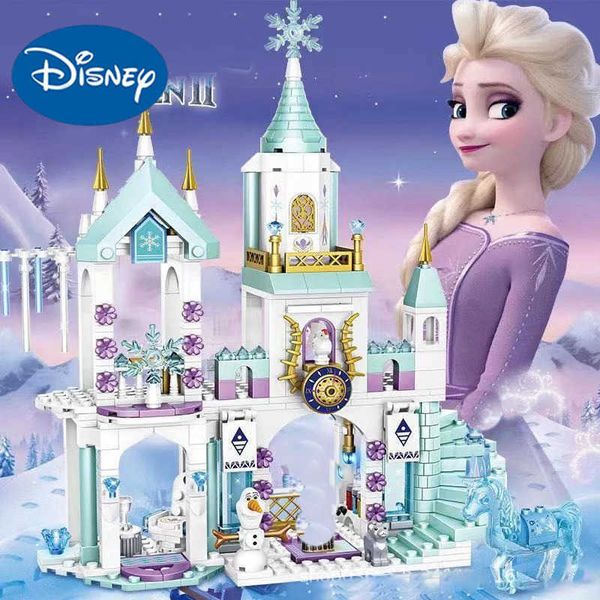 Disney Frozen 2 Elsas Ice Castle 1700pcs Building Blocks Set with Anna Olaf Figures Winter Castle Model Toy Gift H251212