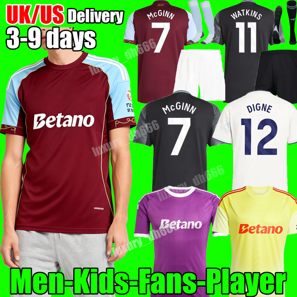 

4XL 25 26 aSToN football shirt soccer jersey football Top villa MCGINN WATKINS ONANA TIELEMANS ROGERS MARTINEZ home away third goalkeeper fans player adult kids kit, 25 26 gk1 adult
