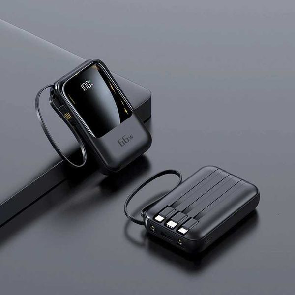 Power Bank 20000mAh 65W Fast Charging External Battery Back for iPhone 14 Redmi 9 Mini Powerbank Built in Cables H251213