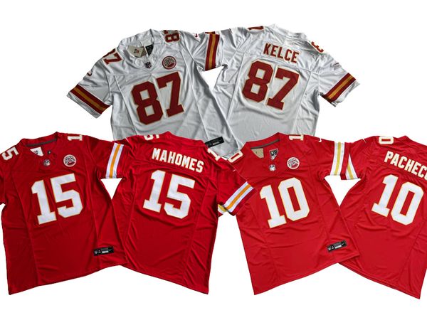 

Design Your Own Football Jerseys 15 Patrick Mahomes Travis Kelce Isiah Pacheco Chris Jones Xavier Worthy, White