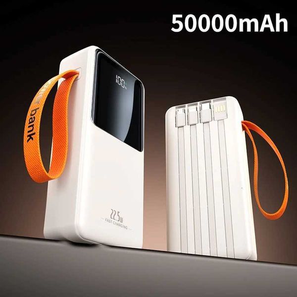 50000mAh Mobile Power Quick Charger Portable Built-in 4 Cables Large Capacity Fast Charging Battery Pack Cpatible H251213