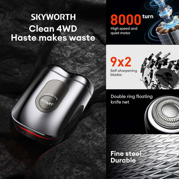 Skyworth CP52 Supercar Shaver IPX7 Waterproof Professional Electric Razor Long-lasting Battery Portable Travel Shaver Men's Gift