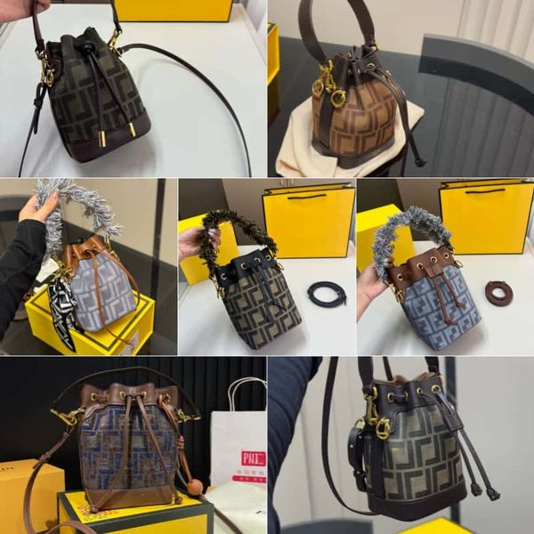 

High quality designer bag Luxury Bag tote bag Evening Bags FF Drawstring Bucket Bags Original Designer Handbag Top Bucket Crossbody Leather Chain Mirror Quality, Color22