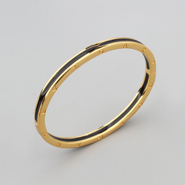 

Style Narrow Black Enamel Bracelet for Men Women, Simple Elegant Copper Gold-Plated Bracelet