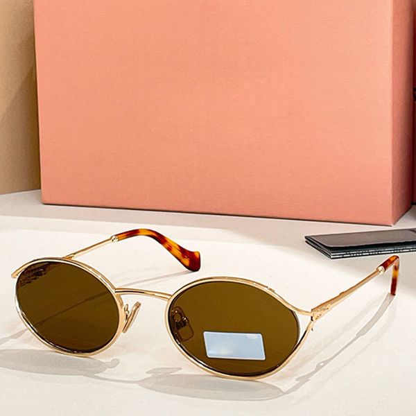 

Luxury women oval sunglasses designer ultra light metal frame glasses for outdoor street photography versatile retro style glasses UV400 top quality MU52