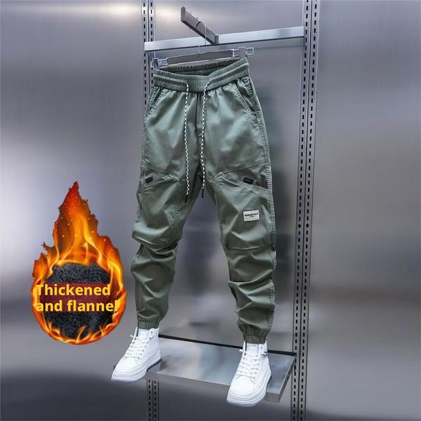 

WOZK Men's Winter Pants Fleece Lined Ski Snow Pants Water Resistant Pockets Outdoor Work Pants Loose fit oversized ankle shorts green, Black