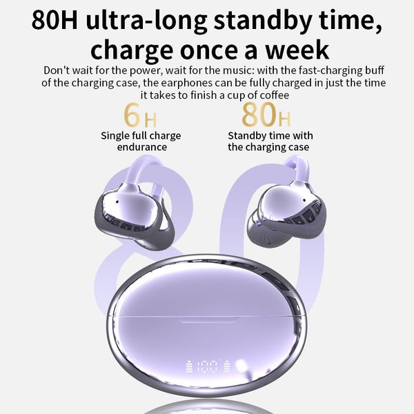 Wireless Earbuds, Sports Bluetooth Headphones, 80Hrs Playtime Ear Buds with LED Power Display, Noise Canceling Headset, IPX5 Waterproof Earphones for Workout/Running