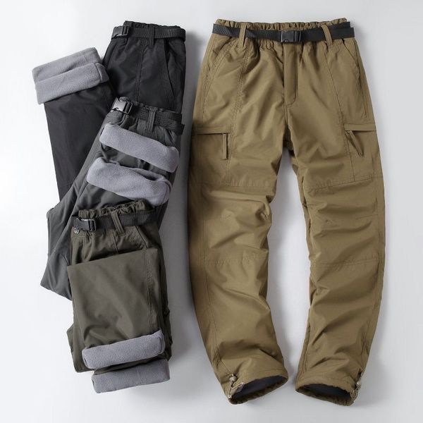 

WOZK Men's Winter Pants fleece lined Lined Ski Snow Pants Water Resistant Pockets Outdoor Work Pants Outdoorfun plus size, Dark grey