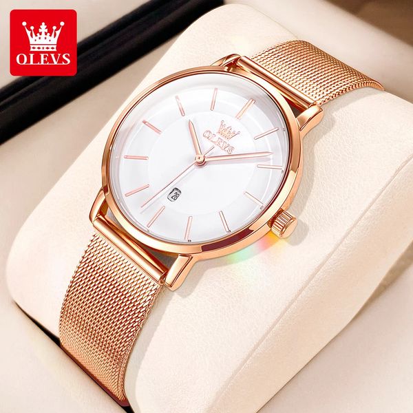 OLEVS 5869 Women Watch Fashion Simple Ultra Thin 65mm Quartz Womens Top Calendar Waterproof 251215