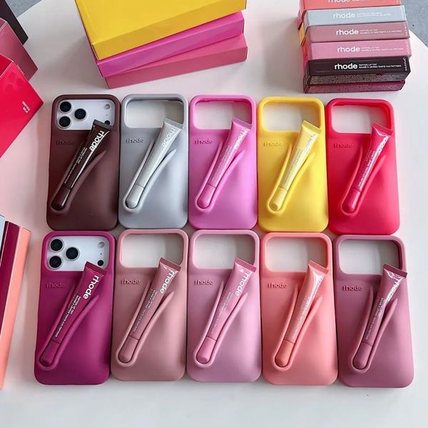17 pro max phone case designer Portable Case Lip Gloss Lipstick Lip Balm Make-Up Silicone Phone Case for iPhone 17 16 15 14 13 12 ProMax Cover Silicone Soft iphone case