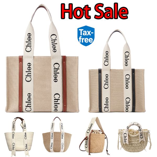 

Tote Bag Designer Bag Linen Canvas Shoulder Bag Luxury Women's handbag Beige Woody printed Bag Handwoven straw bag Large capacity Underarm Bag, #1
