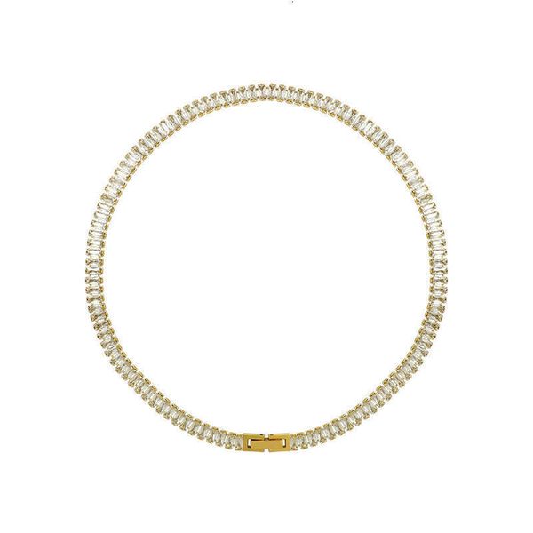 

Affordable French Light Luxury INS Snake Chain Necklace: Sparkling Rectangular Zircon, Stainless Steel Non-Fading, Versatile Daily & Gift Jewelry for Women & Girl