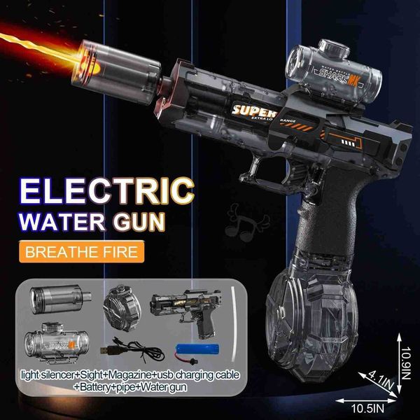 Blasting Lights Are Linked To The Chamber Electric Water Guns Toys for Kids Automatic Water Pistol Children Summer Outdoor Toy H251216