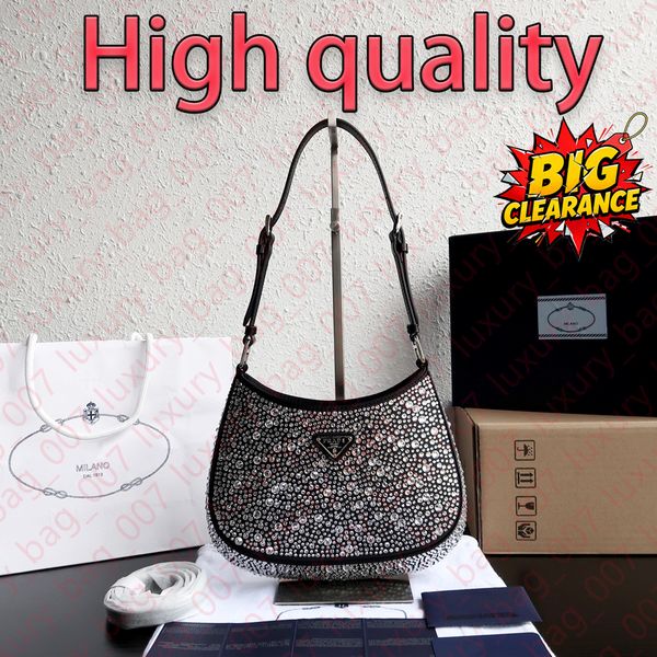 

Designer Bag Shoulder Bag Handbag Cleo Adjustable Rhinestone Fabric Hobo Bag Luxury Bag High-Quality Women's Underarm Bag With box, #6