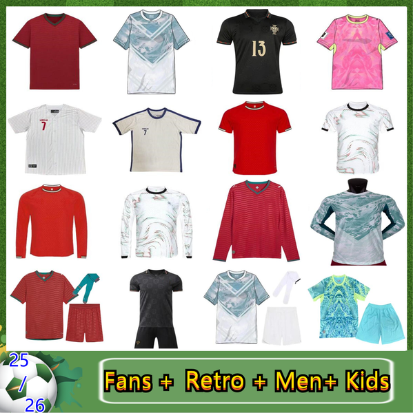 2026 2027 camiseta portugal RONALDO Soccer jersey JOAO FELIX BERNARDO B. FERNANDES R.LEAO PEPE 25 26 27 CR7 FERNANDES Long sleeved player football shirt men kids kit
