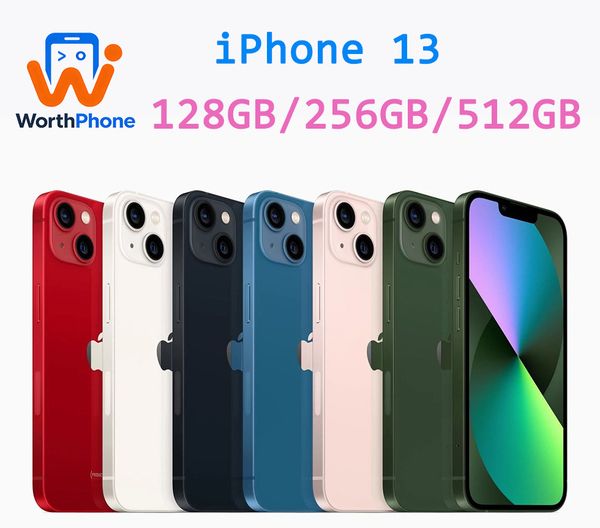 IPhone 13 Unlocked Smartphone - 4GB RAM & Multiple Storage Options (128/256/512GB) ROM 6.1 inches Real Mobilephone with Face ID