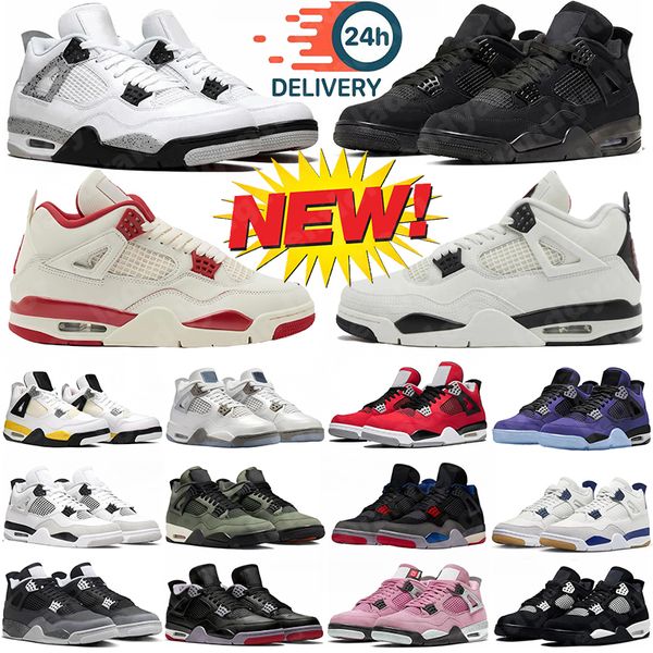 

With box New Designer 4s Basketball Shoes Men Women Black Cat Bred Wet Cement White Red Thunder Navy Bred Flying Club Mamba 4 Sports Trainers Sneakers Big Size 36-47, #11(color as pic)