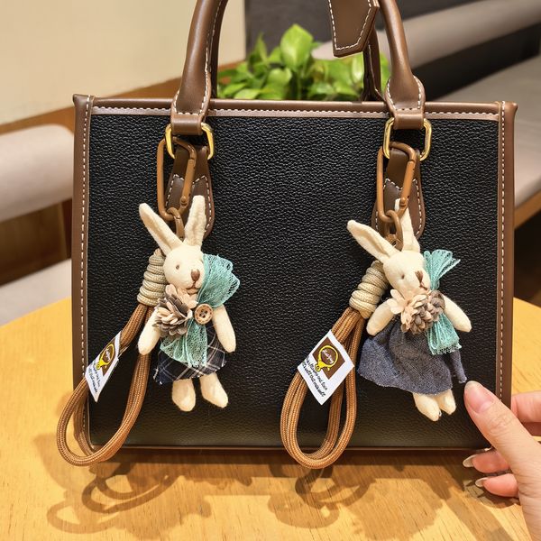 2Pcs Y2K Bag Charm Fabric Rabbit Bag Pendant Keychain Retro Forest Style Backpack Accessories Decoration Phone Lanyard