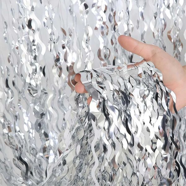 1/2pcs Disco Party Background Wedding Decoration Foil Fringe Curtain Sequin Bachelorette Photo Backdrop Wall Curtain Birthday X251218