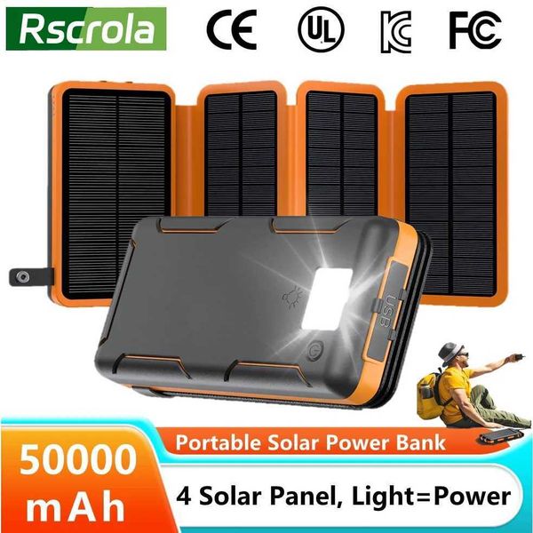 Portable Solar Power Bank50000mAh External Solar Power SupplyCompatible with IOS Android USB-A And USB-C Charging Outdoor Camp C251218