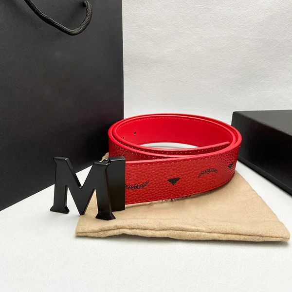 

MCMbeltes Mcms Buckle Leisure Top Leather Men 'S Fashion Width Classic Designer Business Metal Women's High Quality Fashionable Belt C13, Black