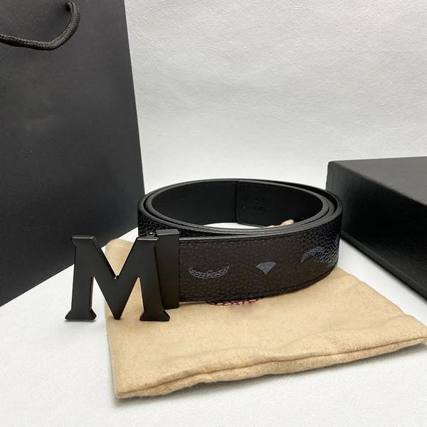 

MCMbeltes Mcms Buckle Leisure Top Leather Men 'S Fashion Width Classic Designer Business Metal Women's High Quality Fashionable Belt B76, Gold