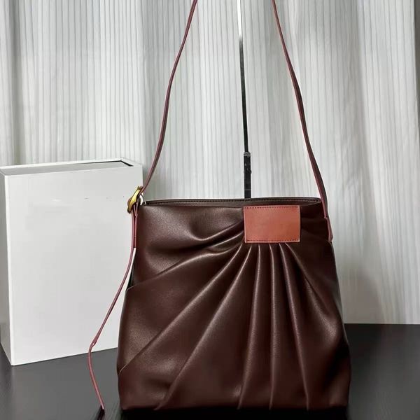 

Luo Jia Show Style Draped Pleated Half Skirt 2025 New Genuine Leather Fashion Niche Design Single Shoulder Underarm Bag for Womenss, Mix order(please mark the color)