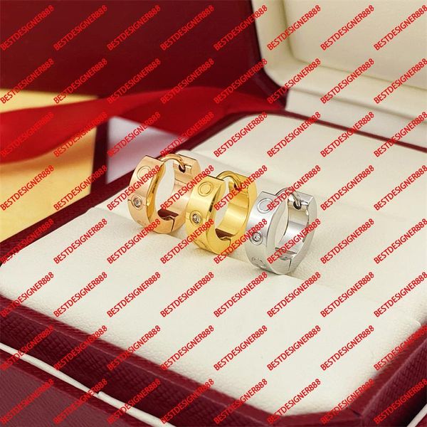 

Hoop Earrings Designer For Women With Box Studs Ear Clip Luxury Jewelry High Quality Size 9MM 12MM Ladies Earring Stones Vintage Ear Ring For Woman