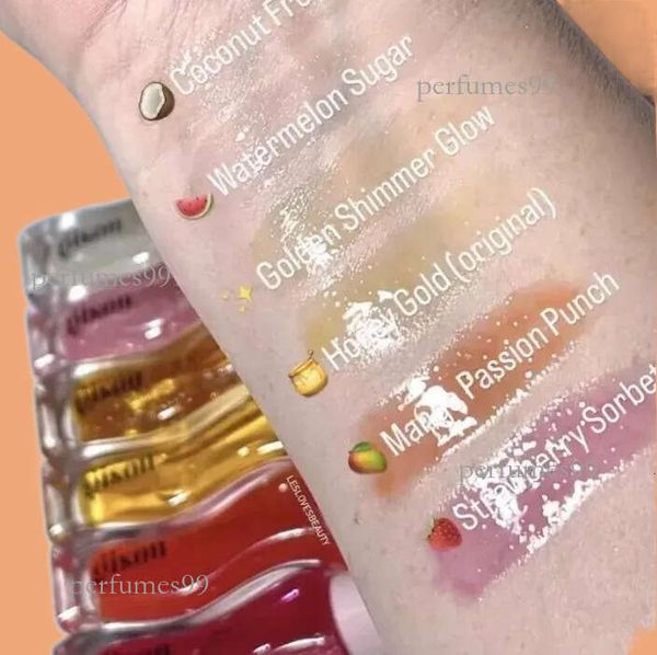 

Oil Gisou Moisturizing Lip Coconut Frost Gold Mango Passion Punch Strawberry Sorbet Watermelon Sugar Fruit plumping Honey Infused lip gloss, As picture