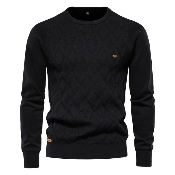 

WOZK 2026 high-quality autumn and winter new item pure cotton men's sweater men's sweater pullover solid color knitted sweater men designer men's casual, Blue