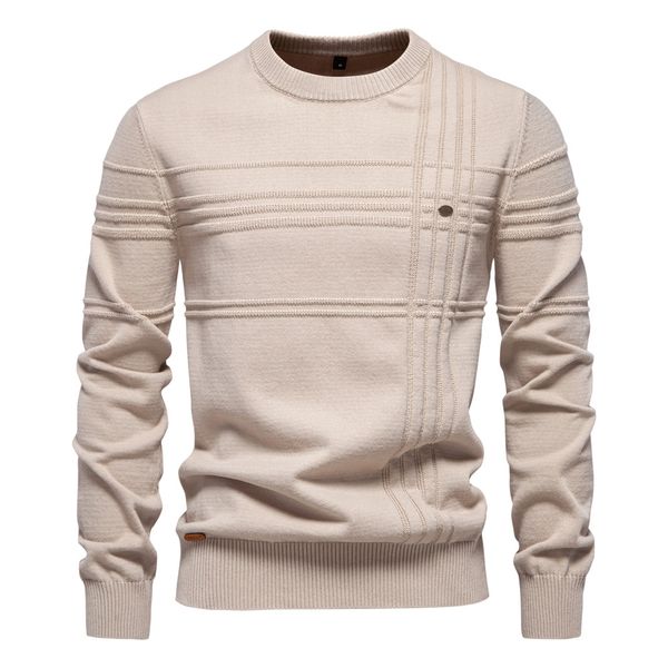 

WOZK2026 Autumn/Winter New Men's Round Neck Hoodie High Quality Men's Solid Color Sweater, Khaki