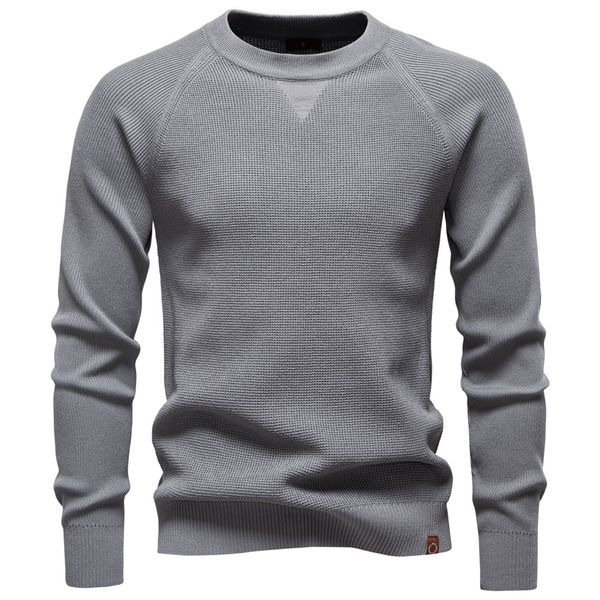

WOZK2026 autumn and winter new round neck fashionable solid color sweater for men, high-quality business casual knitted men's sweater men's style designer, Dark gray