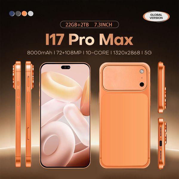 Moblie phone I17 Pro Max 22+2TB cell phone 5G smartphones full screen HD+Android operating system Face ID GPS Octa Core android unlock mobile phones Sealed Box