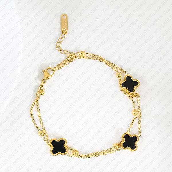 

Designer Bracelet for Women Stainless Steel 18K Gold Plated Bangle Double Layer Floral Bangles Luxury Jewlery Designer for Women Sparkling Elegant Gift