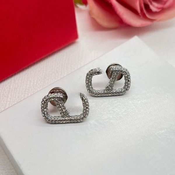 

Designer Brand Earring Luxury Women Crystal Earring 18k Gold Plated Stud Wedding Party Jewelry Gift