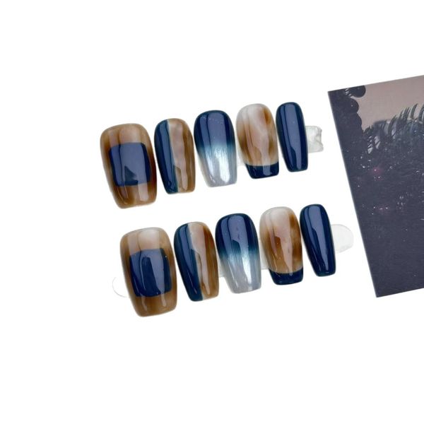 

original light luxury ins caramel cool color smudge French gradual change explosion white handmade armor