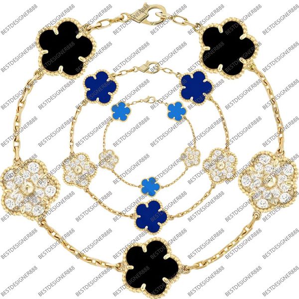 

Luxury Bracelets Women 18K White Gold Pietersite 5 Motifs Vintage Alhambra Bracelet High Quality Fashion Woman Jewelry With Box Ladies Charm Bracelets