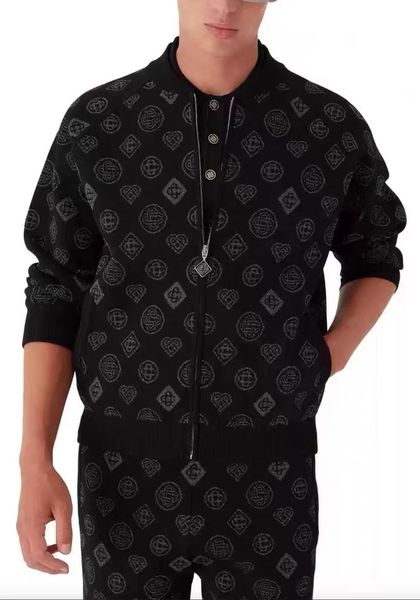 

Jacket Casabalnc New High-quality Designer Knitted Coat for Autumn and Winter Unisex Heart Print Casual Loose-fit Stylish Zippered Knit Cardigan Sweater Outwear tn, Lightsteelblue