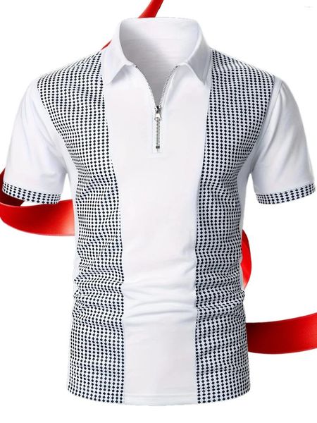 Men's Polos The 2025 Summer Zipper POLO Shirt Is A Casual Fashionable Comfortable Soft And Breathable 3D Striped Pattern Print