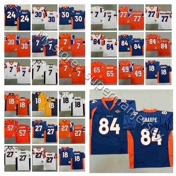 Vintage Retro Throwback football Jerseys Champ Bailey 24 Terrell Davis John Elway 7 KARL MECKLENBURG Shannon Sharpe 84 Peyton Manning 18 Steve Atwater