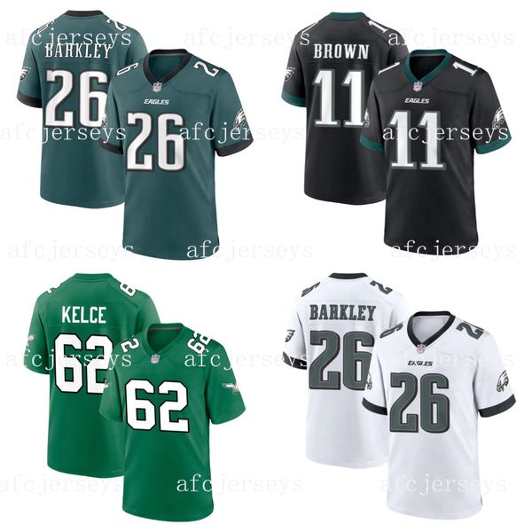 

Custom Football Jerseys For S-7XL 26 Saquon Barkley 1 Jalen Hurts 11 A.J. Brown 62 Jason Kelce Jerseys, Color 2