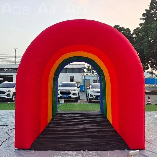 Free delivery 10mLx4mWx4mH (33x13.2x13.2ft) Inflatable Rainbow Tunnel Entrance Tent with Blower for Outdoor Business Advertising Events