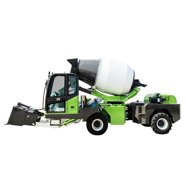 

Self-Loading Concrete Mixer with Safety Features | Emergency Stop for Secure Job Site Operation