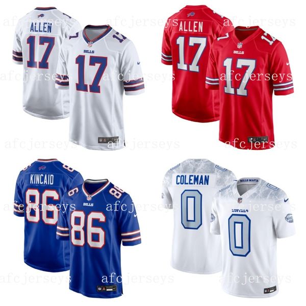

Custom Football Jerseys For S-7XL 17 Josh Allen 4 Josh Allen Terrel Bernard Gabriel Davis 92 DaQuan Jones 91 Ed Oliver Jerseys, Color 1