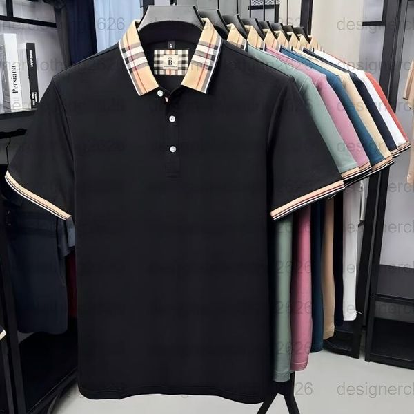 

Men's Luxury Brand Short Sleeve Polo Shirt Men Fashionable Simple Solid Color Summer Mercerized Cotton, White