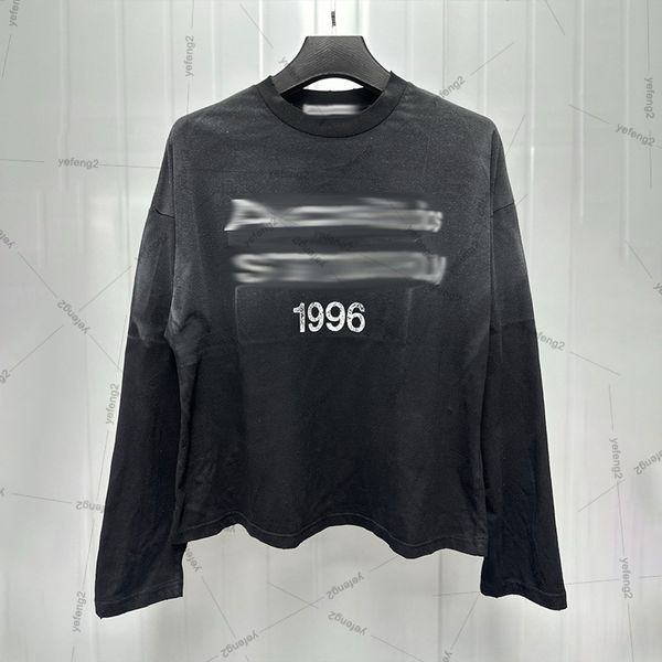 

Mens designer t shirt women tops Wear and tear dirty T-shirt Ace printed long sleeved tee couple base shirt, Pink