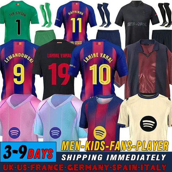 

barcalona 25 26 LAMINE YAMAL Lewandowski soccer jerseys RASHFORD PEDRI GAVI Raphinha FERRAN OLMO camiseta home away fans player football shirt Men kids kit uniforms, White